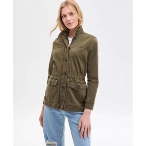 Lucky Brand Women's Green Zipper and Button Cargo Utility Jacket Size Large